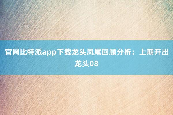 官网比特派app下载龙头凤尾回顾分析：上期开出龙头08
