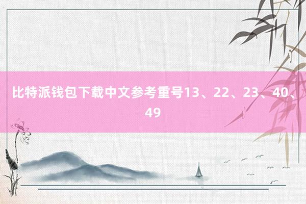 比特派钱包下载中文参考重号13、22、23、40、49