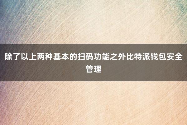 除了以上两种基本的扫码功能之外比特派钱包安全管理