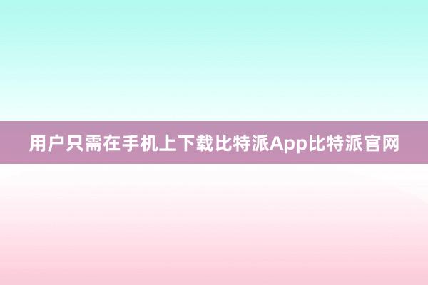 用户只需在手机上下载比特派App比特派官网