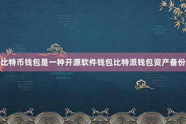 比特币钱包是一种开源软件钱包比特派钱包资产备份