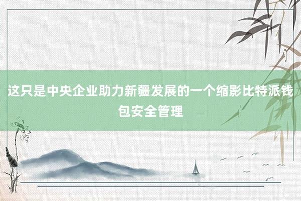 这只是中央企业助力新疆发展的一个缩影比特派钱包安全管理